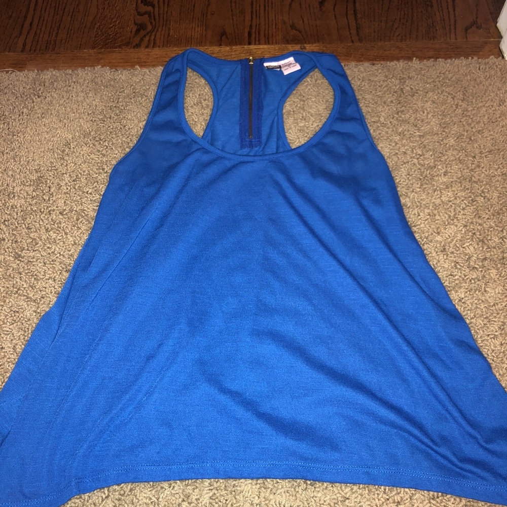 Blue razor back tank top